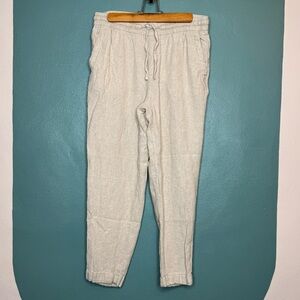 Old Navy Casual Baggy Khaki Tan Linen Pants Medium Super Comfortable